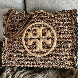 Tory Burch Classic Cuoio/Natural Ella Raffia Tote